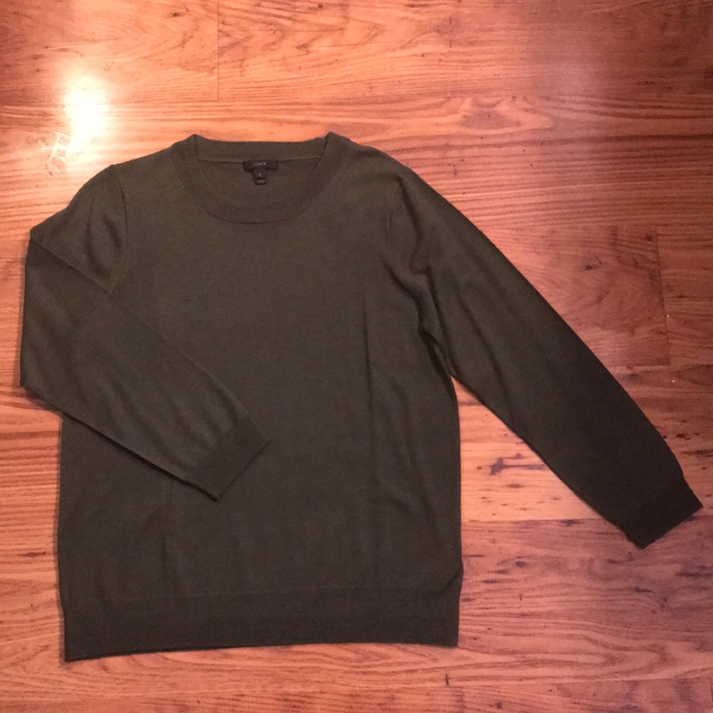 JCREW Hunter Green Merino Wool Sweater